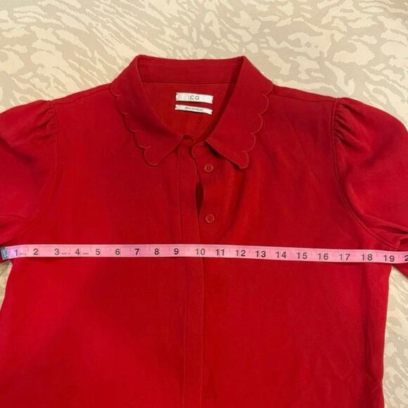 CO Scalloped Collar Red‎ Blouse – Size S - Picture 5 of 5